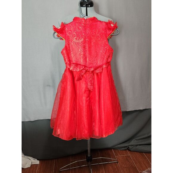 Girls Red Chinese Lunar New Year Phoenix girls dress sz 6X heritage pageant - Picture 3 of 5